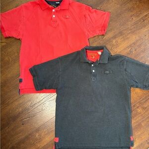 Orvis Men's Polo Shirts - Vibrant Red and Charcoal Black